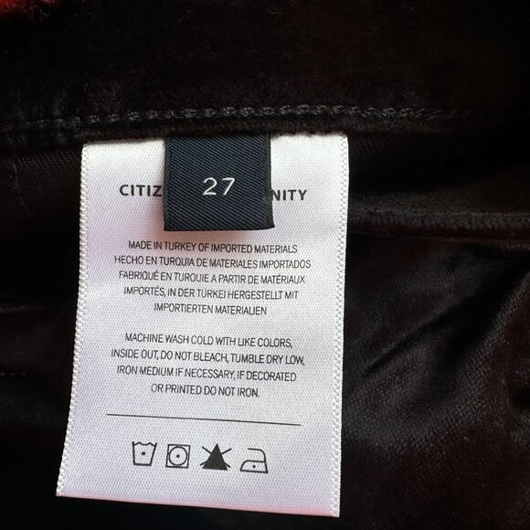 New Citizens of Humanity Isola Cropped Trouser Pants Velvet Mid Rise Black 27 - Picture 10 of 13